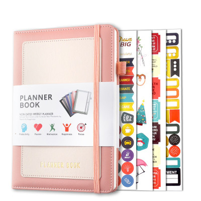 Блокнот планер для Bullet Journal з наліпками недатований А5 Рожевий 120 аркушів