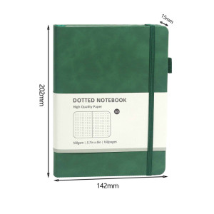 Блокнот Зелений в крапку (Dotted Notebook) з бархатистою текстурою Soft-touch Формата А5 202 мм × 142 мм