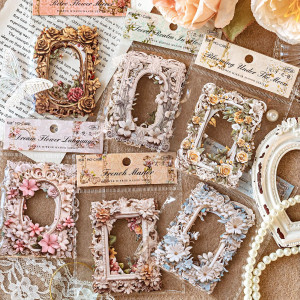 Набір вирубок рамок з квітами 6 видів MO CARD Flower mirror manor series  90 мм х 90 мм 10 шт