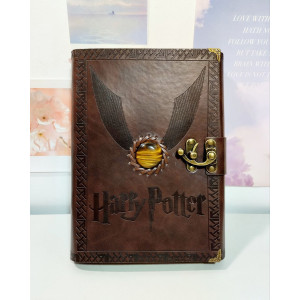 Блокнот у ретро стилі HARRY POTTER Коричневий зі снічем з натурального каменю на обкладинці 180 мм х 230 мм х 35 мм