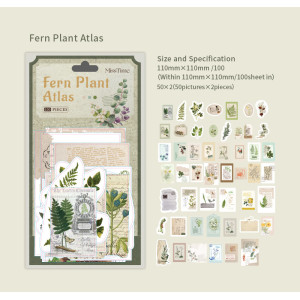 Набір декоративного паперу та наклейок для скрапбукінгу Fern Plant Atlas на 100 елементів 110 мм х 110 мм