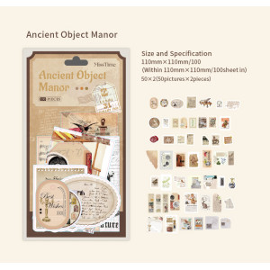 Набір декоративного паперу та наклейок для скрапбукінгу Ancient Object Manor на 100 елементів 110 мм х 110 мм