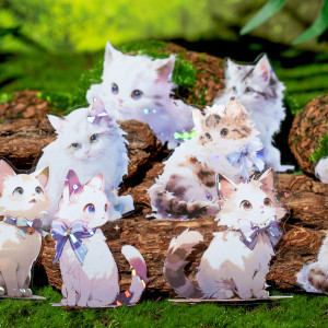 Наліпки з котиками на прозорій основі Cat and Floral 100мм х 174мм 10 штук 