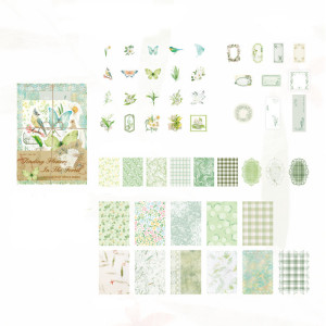 Набір стікерів та паперу для скрапбукінгу Floral Post Office Series Sending flowers in the forest 100 елементів 135 х 165 мм