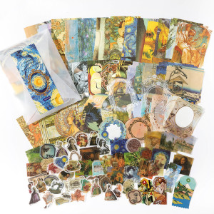 Набір декоративного паперу та наліпок для скрапбукінгу Exhibition of famous paintings на 200 елементи 35 мм х 110 мм