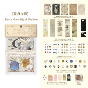 Набор наклеек и декоративной бумаги для скрапбукинга Starry Night Shadow 138 элементов 100 мм х 150 ммм Набор наклеек и декоративной бумаги для скрапбукинга Starry Night Shadow 138 элементов 100 мм х 150 ммм