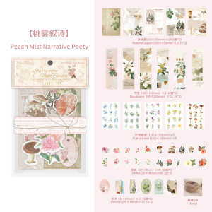Набор наклеек и декоративной бумаги для скрапбукинга Peach mist narrative poem 138 элементов 100 мм х 150 ммм Набор наклеек и декоративной бумаги для скрапбукинга Peach mist narrative poem 138 элементов 100 мм х 150 ммм