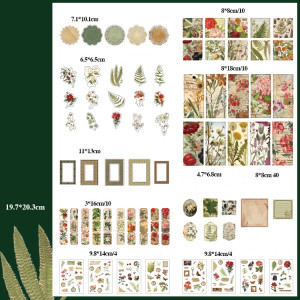 Набір декоративного паперу та наклейок для скрапбукінгу Flowers and trees на 164 елементи 177 мм х 234 мм