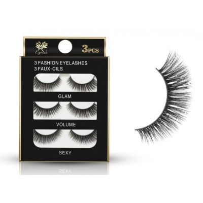 Набір накладних натуральних вій 3D GLAM VOLUME SEXY 3 пари 3D-10