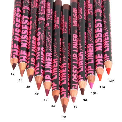 Олівець для контуру губ MIDNIGHT COOL Glossy lip liner Waterproof 12 відтінків