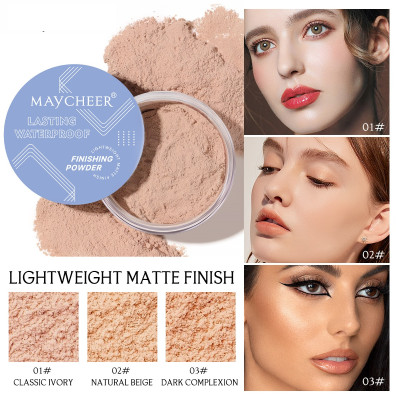 Розсипчаста пудра фіксуюча макіяж MAYCHEER Lasting Waterproof, що матує, з ефектом м'якого фокусу, контролююча жирність, 3 відтінки