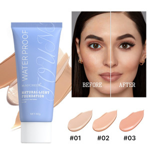 Тональний крем шовковистий та зволожуючий MAYCHEER Natural Light Foundation природне сяйво, стійкість та покриття, 3 відтінки