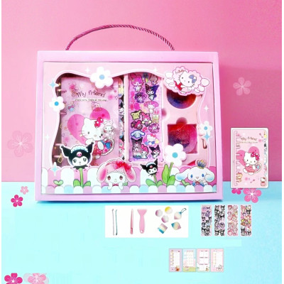 Набір милої канцелярії Hello Kitty з блокнотом, наклейками та брелоками DIY Хеллоу Кітті