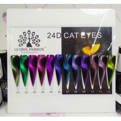 Розпродаж! Гель лак Котяче око GLOBAL FASHION 24 D Cat Eyes, 8 мл № 01 - 12