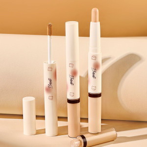 Двосторонній консилер-стик BAXI Concealer Stick з фарфоровим фінішом для маскування пігментних плям, шрамів від акне, темних кіл під очима, носогубних складок та області під очима.