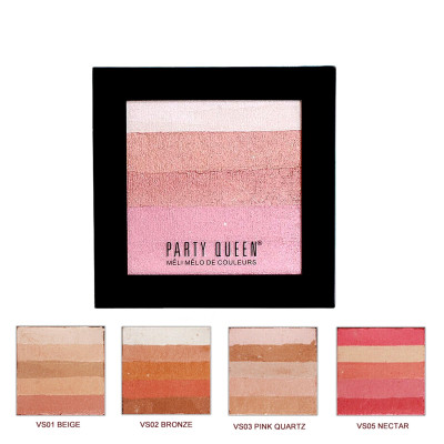 Рум'яна, бронзер та хайлайтер для обличчя з пензлем PARTY QUEEN Bronze shimmer Brick Set 5 відтінків