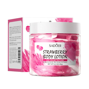 Полуничний крем - батер для тіла з текстурою морозива SADOER Body Lotion зволожуючий, відновлюючий та живильний, 180 г.