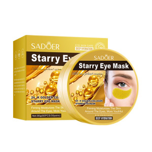 Гідрогелеві патчі для очей з колагеном та золотом SADOER 24К Golden Collagen Starry Sky від дрібних зморшок, зволоження та живлення, 60 шт/30 пар