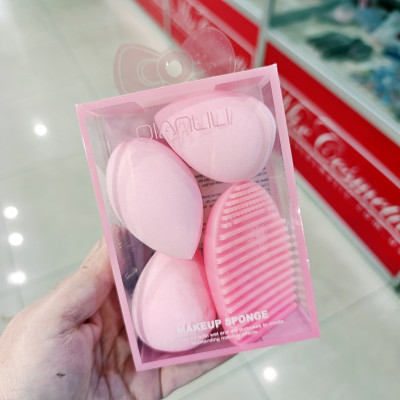 Набір спонж для тонального крему 3 шт + щітка для миття кистей Brush Egg